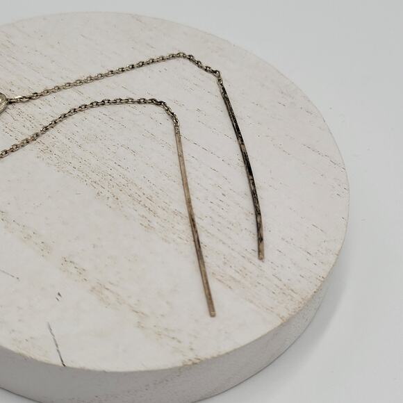 Womens Sterling Silver Pull Through Long Chain Cube Dangle Drop Earrings - Picture 7 of 12